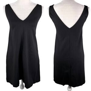 Everlane Dress Black 0 Deep V-Neck A-Line Sleeveless Stretch
